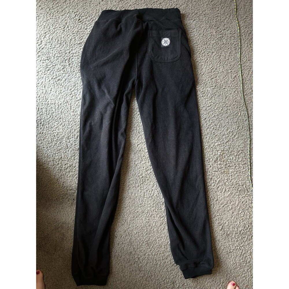 Vintage Marlboro Unlimited Black Fleece Pants Size SMALL Soft Tie Waist